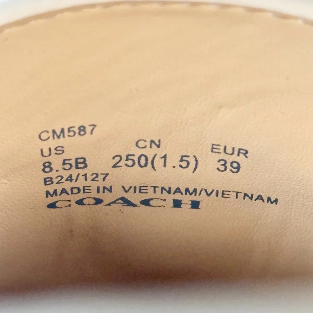 Women's 8.5 -COACH Ruthie Platform Loafer Chalk Leather Slip on with Logo Accent